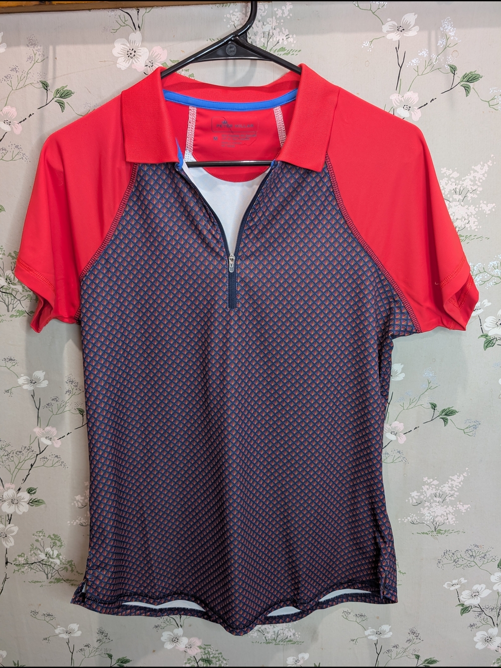 Peter Millar Red Polo with Blue Trim